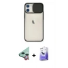 MARSİLYAN™- iPhone 11 Kılıf Vadi Çizgi - Siyah Bilvis 5in1 5D Magic Hayalet Cam Ekran Koruyucu + Raze Metal Kamera Lens - KI