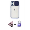 MARSİLYAN™- iPhone 11 Kılıf Vadi Çizgi - Siyah Bilvis 5in1 5D Magic Hayalet Cam Ekran Koruyucu + Raze Metal Kamera Lens - SH