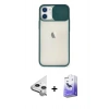 MARSİLYAN™- iPhone 11 Kılıf Vadi Çizgi - Siyah Bilvis 5in1 5D Magic Hayalet Cam Ekran Koruyucu + Raze Metal Kamera Lens - GS
