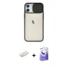 MARSİLYAN™- iPhone 11 Kılıf Vadi Çizgi - Siyah Bilvis 5in1 5D Magic Hayalet Cam Ekran Koruyucu + Renkli Kamera Lens Koruma Cam - SI