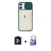 MARSİLYAN™- iPhone 11 Kılıf Vadi Çizgi - Siyah Bilvis 5in1 5D Magic Hayalet Cam Ekran Koruyucu + PVD Metal Kamera Lens - SH