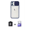 MARSİLYAN™- iPhone 11 Kılıf Vadi Çizgi - Siyah Bilvis 5in1 5D Magic Hayalet Cam Ekran Koruyucu + PVD Metal Kamera Lens - SH