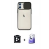 MARSİLYAN™- iPhone 11 Kılıf Vadi Çizgi - Siyah Bilvis 5in1 5D Magic Hayalet Cam Ekran Koruyucu + PVD Metal Kamera Lens - SH