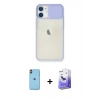 MARSİLYAN™- iPhone 11 Kılıf Vadi Çizgi - Siyah Bilvis 5in1 5D Magic Hayalet Cam Ekran Koruyucu + Turuncu Neon Fosforlu Kamera Lens