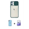 MARSİLYAN™- iPhone 11 Kılıf Vadi Çizgi - Siyah Bilvis 5in1 5D Magic Hayalet Cam Ekran Koruyucu + Turuncu Neon Fosforlu Kamera Lens