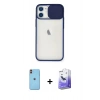 MARSİLYAN™- iPhone 11 Kılıf Vadi Çizgi - Siyah Bilvis 5in1 5D Magic Hayalet Cam Ekran Koruyucu + Turuncu Neon Fosforlu Kamera Lens