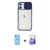 MARSİLYAN™- iPhone 11 Kılıf Vadi Çizgi - Siyah Bilvis 5in1 5D Magic Hayalet Cam Ekran Koruyucu + Neon Fosforlu Kamera Lens - YL