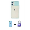 MARSİLYAN™- iPhone 11 Kılıf Vadi Çizgi - Siyah Bilvis 5in1 5D Magic Hayalet Cam Ekran Koruyucu + Neon Fosforlu Kamera Lens - YL
