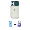 MARSİLYAN™- iPhone 11 Kılıf Vadi Çizgi - Siyah Bilvis 5in1 5D Magic Hayalet Cam Ekran Koruyucu + Neon Fosforlu Kamera Lens - YL