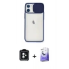 MARSİLYAN™- iPhone 11 Kılıf Vadi Çizgi - Siyah Bilvis 5in1 5D Magic Hayalet Cam Ekran Koruyucu + PVD Metal Kamera Lens - YL
