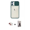 MARSİLYAN™- iPhone 11 Kılıf Vadi Çizgi - Siyah Bilvis Hayalet Cam Ekran Koruyucu + Pers Alüminyum Kamera Lens - KI