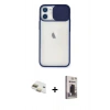 MARSİLYAN™- iPhone 11 Kılıf Vadi Çizgi - Siyah Bilvis Hayalet Cam Ekran Koruyucu + Pers Alüminyum Kamera Lens - GD