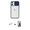 MARSİLYAN™- iPhone 11 Kılıf Vadi Çizgi - Siyah Bilvis Hayalet Cam Ekran Koruyucu + Renkli Kamera Lens Koruma Cam - SI