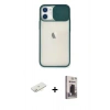 MARSİLYAN™- iPhone 11 Kılıf Vadi Çizgi - Siyah Bilvis Hayalet Cam Ekran Koruyucu + Renkli Kamera Lens Koruma Cam - SI