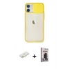 MARSİLYAN™- iPhone 11 Kılıf Vadi Çizgi - Siyah Bilvis Hayalet Cam Ekran Koruyucu + Renkli Kamera Lens Koruma Cam - TU