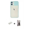 MARSİLYAN™- iPhone 11 Kılıf Vadi Çizgi - Siyah Bilvis Hayalet Cam Ekran Koruyucu + Renkli Kamera Lens Koruma Cam - TU