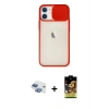 MARSİLYAN™- iPhone 11 Kılıf Vadi Çizgi - Siyah Buffer Cam Ekran Koruyucu + Pers Alüminyum Kamera Lens - GI