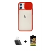 MARSİLYAN™- iPhone 11 Kılıf Vadi Çizgi - Siyah Buffer Cam Ekran Koruyucu + Kamera Lens Koruma Cam - SF