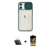 MARSİLYAN™- iPhone 11 Kılıf Vadi Çizgi - Siyah Buffer Cam Ekran Koruyucu + Kamera Lens Koruma Cam - SF
