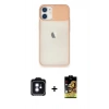 MARSİLYAN™- iPhone 11 Kılıf Vadi Çizgi - Siyah Buffer Cam Ekran Koruyucu + Mavi PVD Metal Kamera Lens