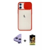 MARSİLYAN™- iPhone 11 Kılıf Vadi Çizgi - Siyah Buffer Cam Ekran Koruyucu + Raze Metal Kamera Lens - MR