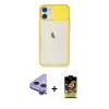 MARSİLYAN™- iPhone 11 Kılıf Vadi Çizgi - Siyah Buffer Cam Ekran Koruyucu + Raze Metal Kamera Lens - MR