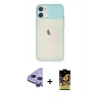 MARSİLYAN™- iPhone 11 Kılıf Vadi Çizgi - Siyah Buffer Cam Ekran Koruyucu + Raze Metal Kamera Lens - MR