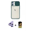 MARSİLYAN™- iPhone 11 Kılıf Vadi Çizgi - Siyah Buffer Cam Ekran Koruyucu + Raze Metal Kamera Lens - MR