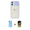 MARSİLYAN™- iPhone 11 Kılıf Vadi Çizgi - Siyah Buffer Cam Ekran Koruyucu + Neon Fosforlu Kamera Lens - MI