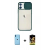 MARSİLYAN™- iPhone 11 Kılıf Vadi Çizgi - Siyah Buffer Cam Ekran Koruyucu + Neon Fosforlu Kamera Lens - MI