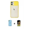 MARSİLYAN™- iPhone 11 Kılıf Vadi Çizgi - Siyah Buffer Cam Ekran Koruyucu + Neon Fosforlu Kamera Lens - YL