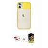 MARSİLYAN™- iPhone 11 Kılıf Vadi Çizgi - Siyah Buffer Cam Ekran Koruyucu + Pers Alüminyum Kamera Lens - KI
