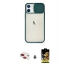 MARSİLYAN™- iPhone 11 Kılıf Vadi Çizgi - Siyah Buffer Cam Ekran Koruyucu + Pers Alüminyum Kamera Lens - KI
