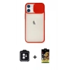 MARSİLYAN™- iPhone 11 Kılıf Vadi Çizgi - Siyah Buffer Cam Ekran Koruyucu + PVD Metal Kamera Lens - YL