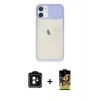 MARSİLYAN™- iPhone 11 Kılıf Vadi Çizgi - Siyah Buffer Cam Ekran Koruyucu + PVD Metal Kamera Lens - YL