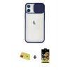 MARSİLYAN™- iPhone 11 Kılıf Vadi Çizgi - Siyah Buffer Cam Ekran Koruyucu + Rainbow Kamera Lens Koruma Cam - KI