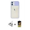MARSİLYAN™- iPhone 11 Kılıf Vadi Çizgi - Siyah Buffer Cam Ekran Koruyucu + Raze Metal Kamera Lens - GS