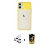 MARSİLYAN™- iPhone 11 Kılıf Vadi Çizgi - Siyah Buffer Cam Ekran Koruyucu + Raze Metal Kamera Lens - GS