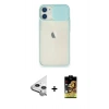 MARSİLYAN™- iPhone 11 Kılıf Vadi Çizgi - Siyah Buffer Cam Ekran Koruyucu + Raze Metal Kamera Lens - GS