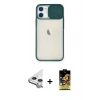 MARSİLYAN™- iPhone 11 Kılıf Vadi Çizgi - Siyah Buffer Cam Ekran Koruyucu + Raze Metal Kamera Lens - GS