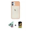 MARSİLYAN™- iPhone 11 Kılıf Vadi Çizgi - Siyah Buffer Cam Ekran Koruyucu + Raze Metal Kamera Lens - KI