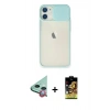 MARSİLYAN™- iPhone 11 Kılıf Vadi Çizgi - Siyah Buffer Cam Ekran Koruyucu + Raze Metal Kamera Lens - KI