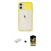 MARSİLYAN™- iPhone 11 Kılıf Vadi Çizgi - Siyah Buffer Cam Ekran Koruyucu + Renkli Kamera Lens Koruma Cam - TU