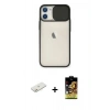 MARSİLYAN™- iPhone 11 Kılıf Vadi Çizgi - Siyah Buffer Cam Ekran Koruyucu + Renkli Kamera Lens Koruma Cam - TU