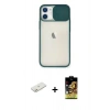 MARSİLYAN™- iPhone 11 Kılıf Vadi Çizgi - Siyah Buffer Cam Ekran Koruyucu + Renkli Kamera Lens Koruma Cam - TU