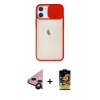 MARSİLYAN™- iPhone 11 Kılıf Vadi Çizgi - Siyah Buffer Cam Ekran Koruyucu + Siyah Raze Metal Kamera Lens
