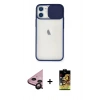 MARSİLYAN™- iPhone 11 Kılıf Vadi Çizgi - Siyah Buffer Cam Ekran Koruyucu + Siyah Raze Metal Kamera Lens