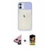 MARSİLYAN™- iPhone 11 Kılıf Vadi Çizgi - Siyah Buffer Cam Ekran Koruyucu + Siyah Raze Metal Kamera Lens