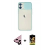 MARSİLYAN™- iPhone 11 Kılıf Vadi Çizgi - Siyah Buffer Cam Ekran Koruyucu + Siyah Raze Metal Kamera Lens