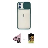 MARSİLYAN™- iPhone 11 Kılıf Vadi Çizgi - Siyah Buffer Cam Ekran Koruyucu + Siyah Raze Metal Kamera Lens